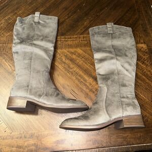 Gray Tall Suede Boots size 9.5